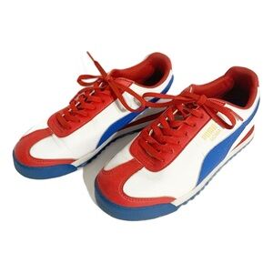 Puma Roma Basic Classic White /Limoges /High Risk Red Ankle-High Leather Sneaker